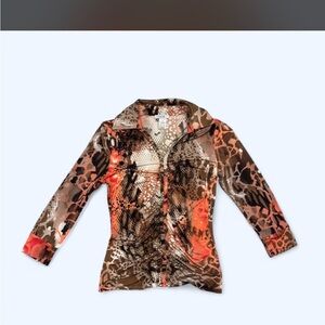 Cache Animal Print Quarter Sleeve Blouse